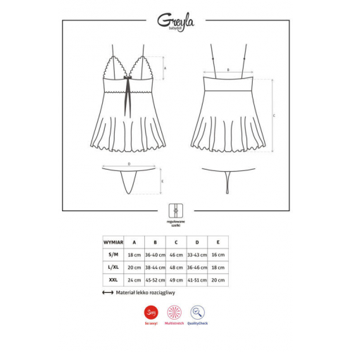 Komplet Obsessive Greyla babydoll